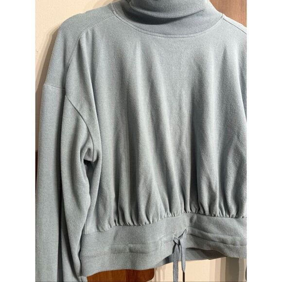 Sweaty Betty Blue Melody Luxe Fleece Funnel Neck Pullover Sweatshirt Size 6 - Picture 3 of 4